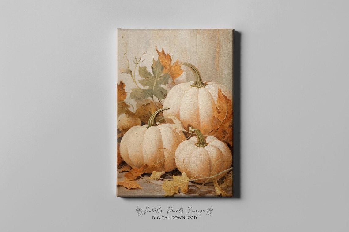 Pumpkin Still Life Painting Halloween Wall Art Print - Image 2
