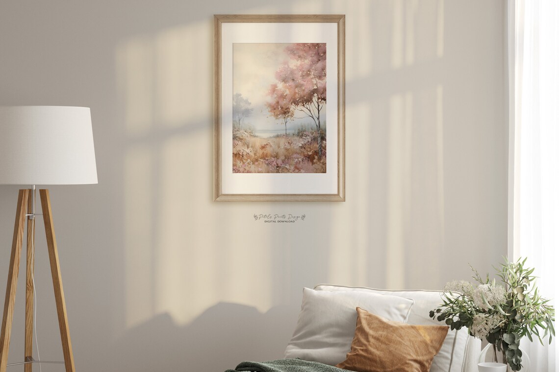 Rustic Fall Landscape Art Print, Vintage Autumn Farmhouse - Image 2