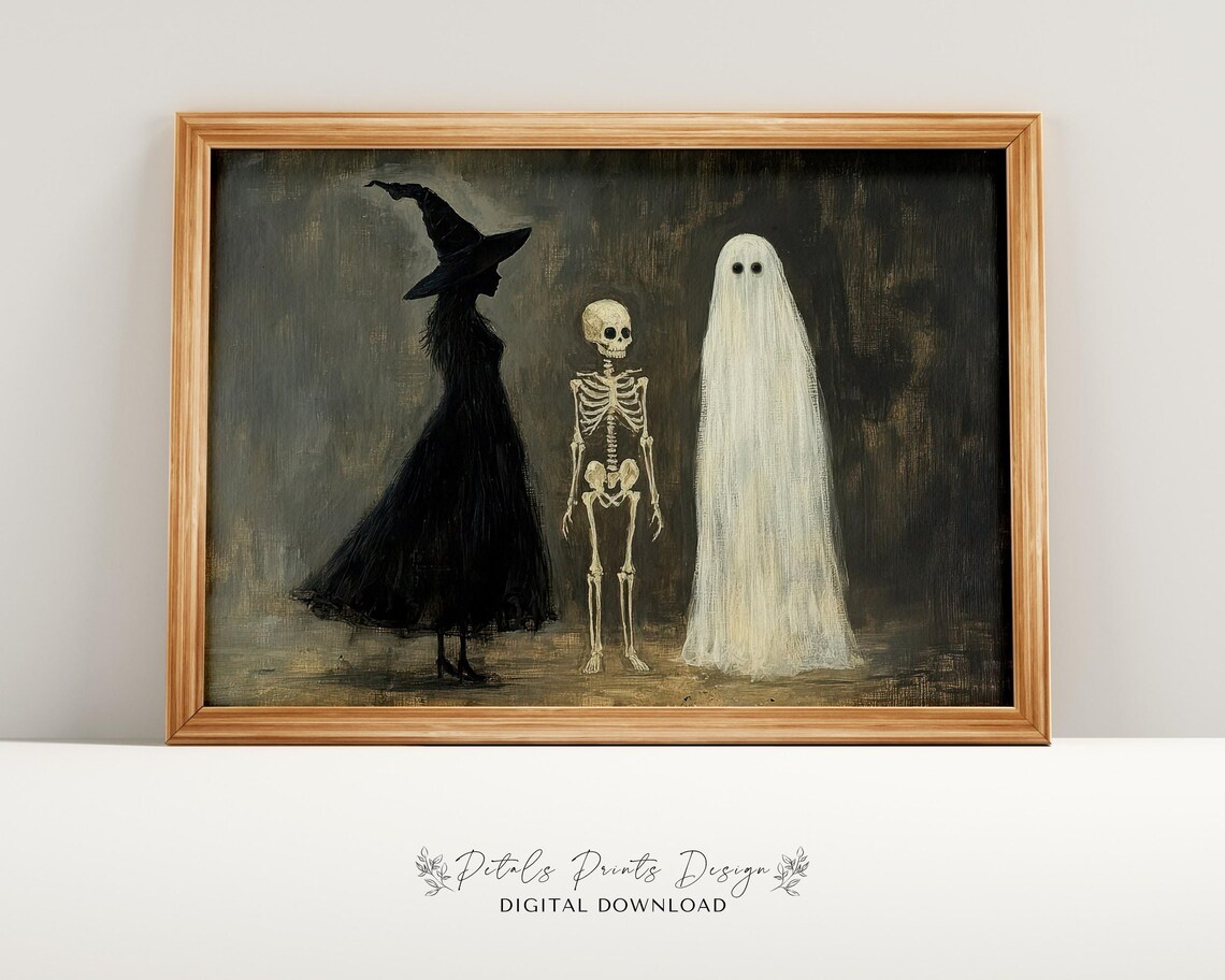 Witchy Decor Halloween Art Print, Vintage Rustic