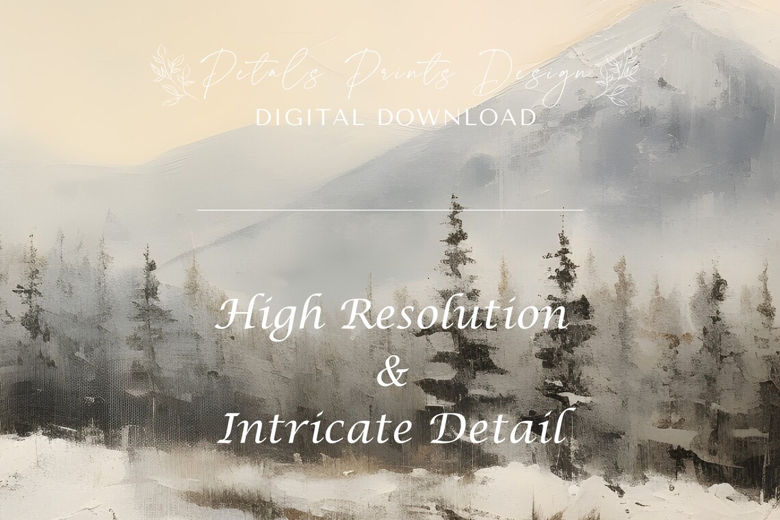 Vintage Winter Landscape, Farmhouse Christmas Wall Print - Image 3