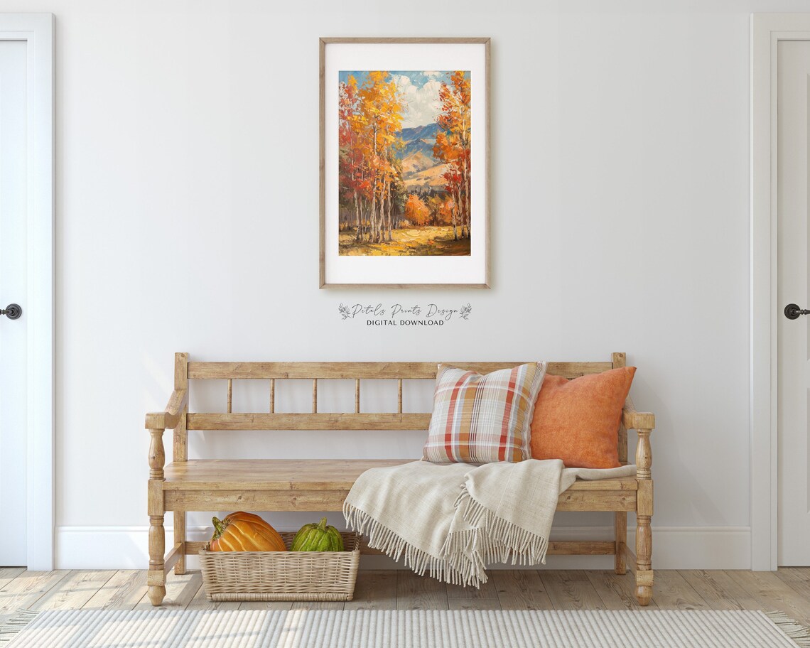 Rustic Autumn Landscape, Vintage Fall Countryside Art Print - Image 3