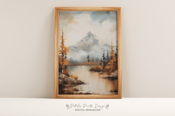 Rustic Fall Landscape Print, Vintage Autumn Countryside