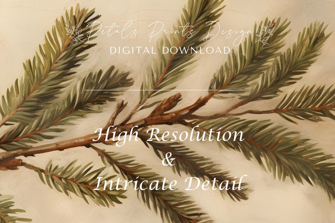 Rustic Christmas Evergreen Art Print, Vintage Holiday Decor - Image 4