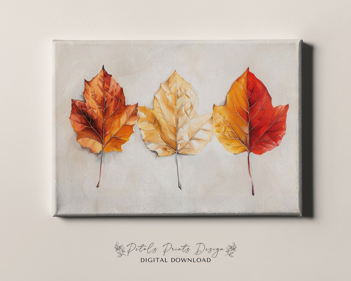 Pressed Autumn Leaves Trio Watercolor Botanical Fall Art Print - Image 4