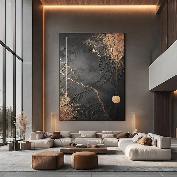 Black Gold Abstract, Modern Minimalist Wall Art