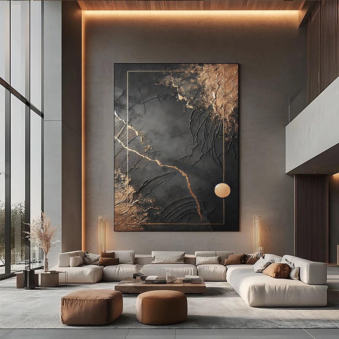 Black Gold Abstract, Modern Minimalist Wall Art