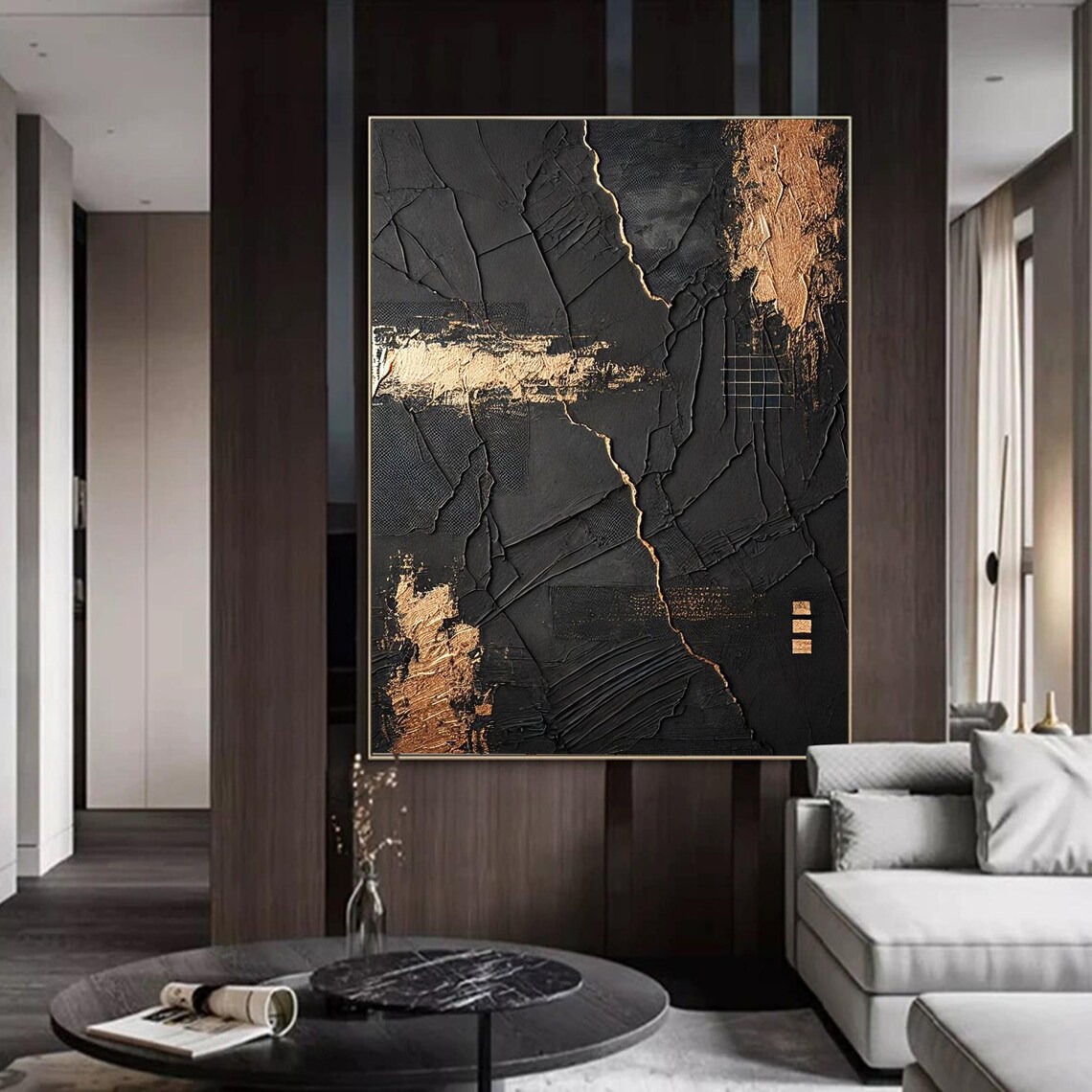 Black Gold Abstract Geometric, Modern Luxury Art Print - Image 3