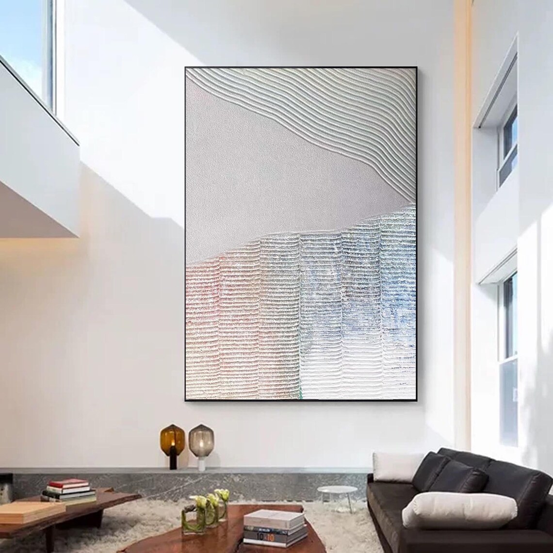 Gray Beige Abstract Wabisabi 3D Textured Painting - Image 3