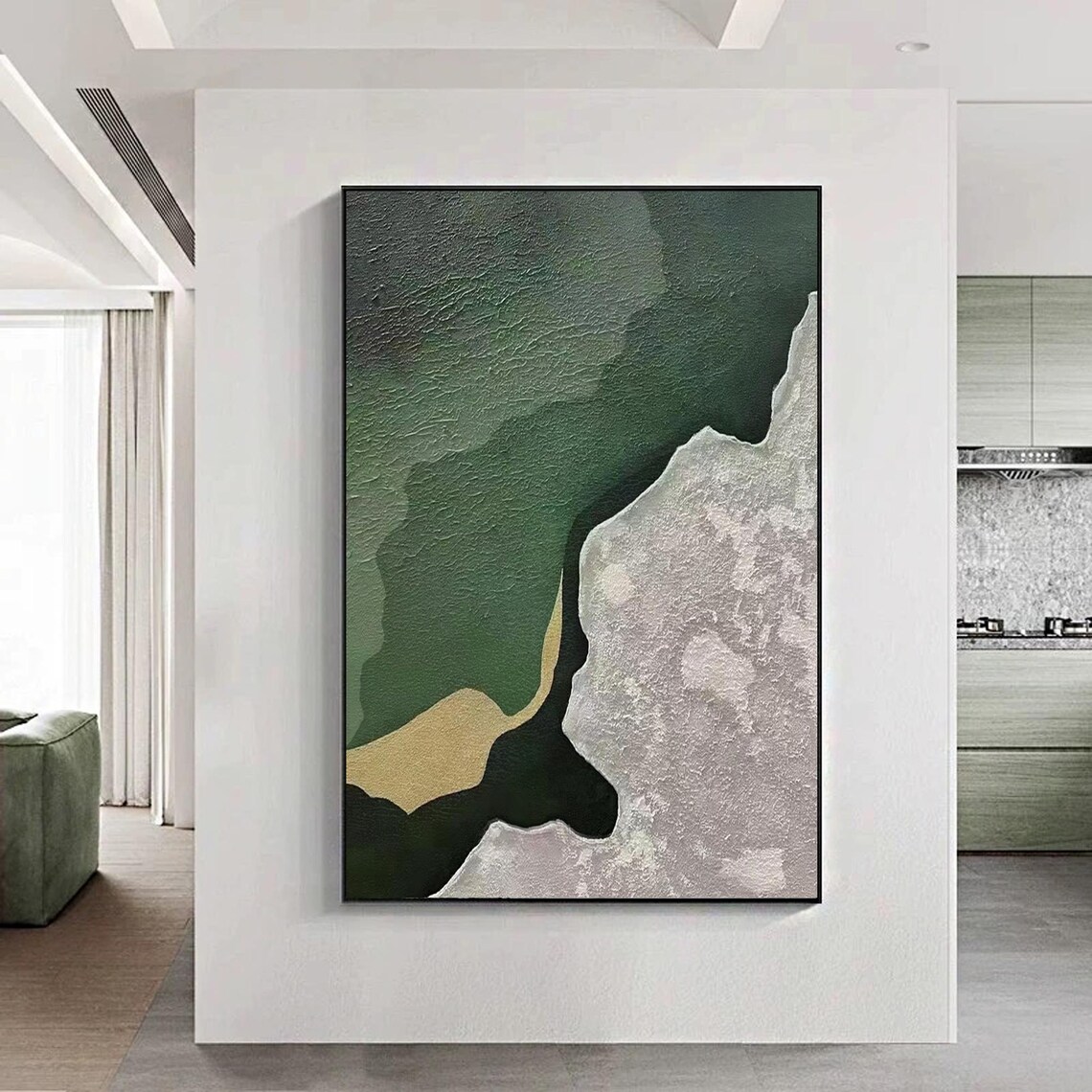 Abstract Textured Wall Art, Sage Green Minimalist