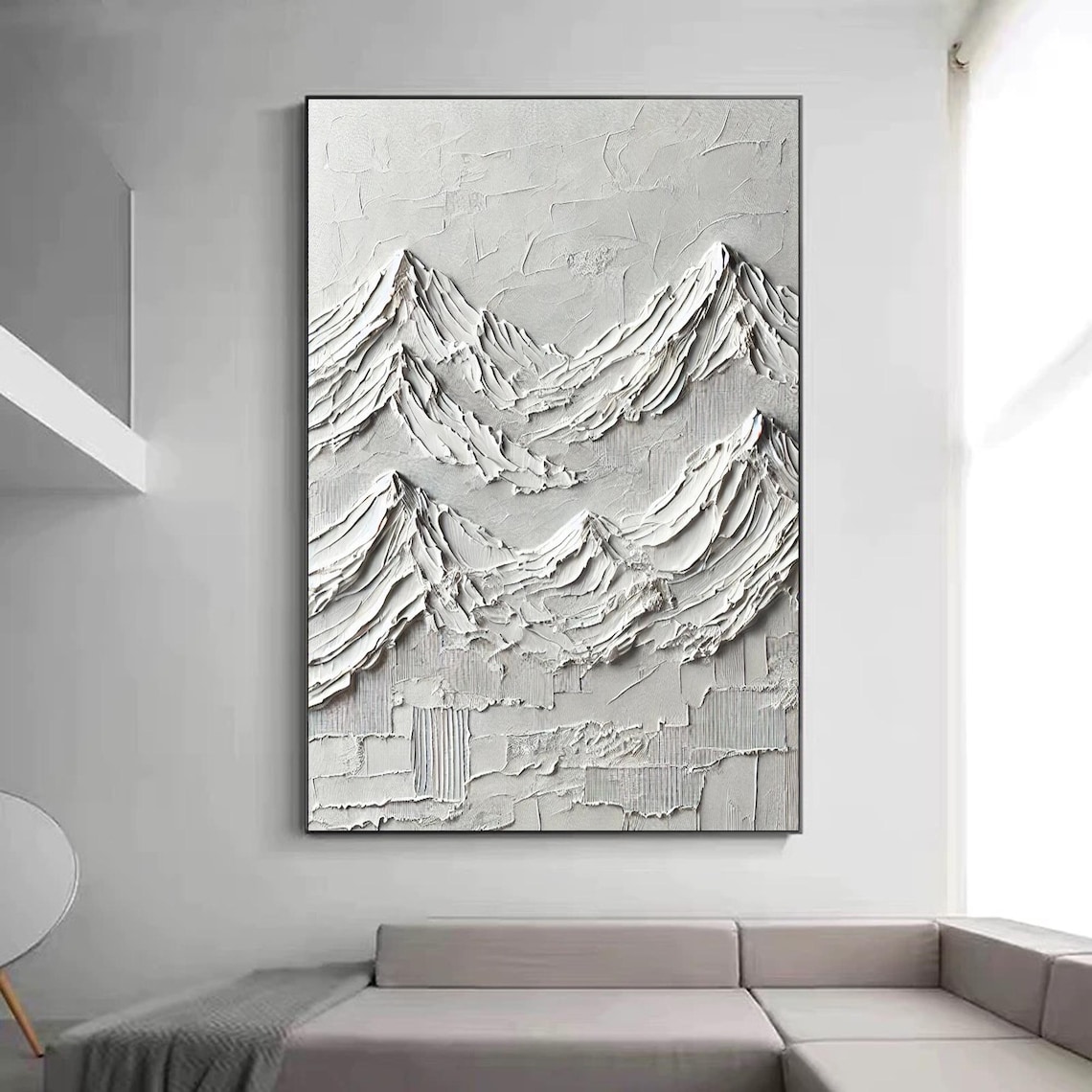 Neutral Mountain Minimalist Landscape, Handmade Abstract - Image 4