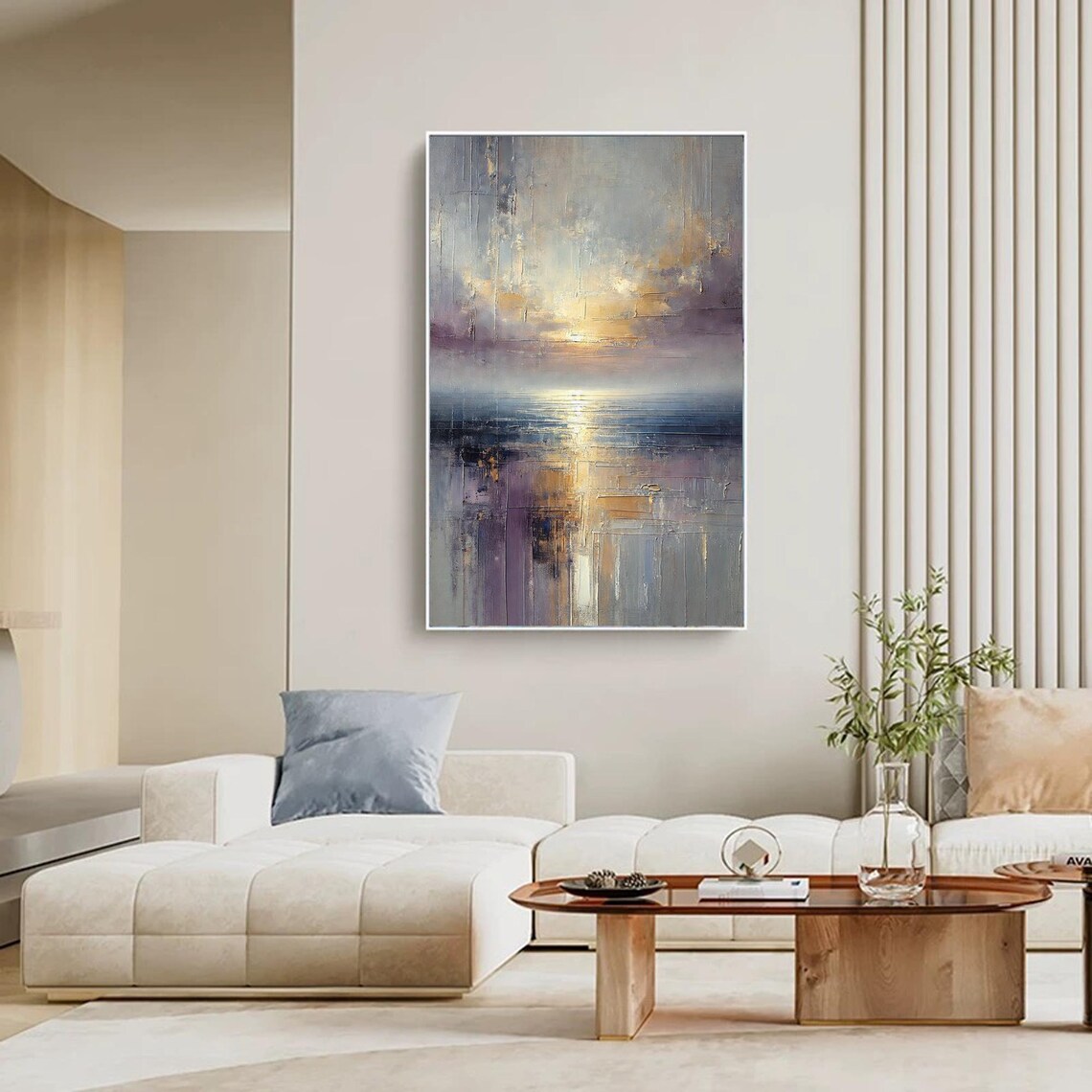 3D Textured Seascape Painting, Modern Coastal Landscape