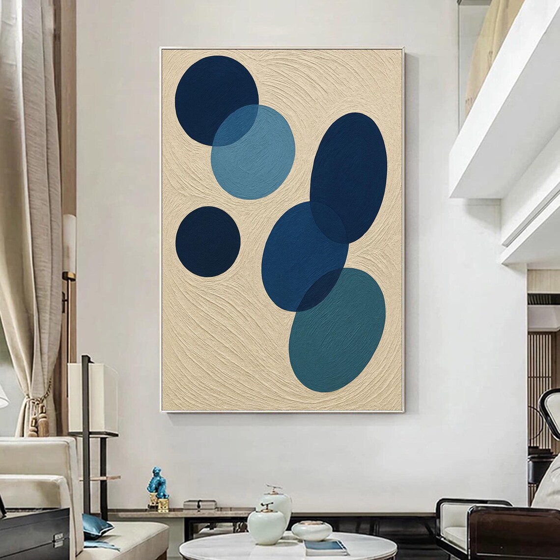 Abstract Geometric Circles, Minimalist Living Room Art Print - Image 4