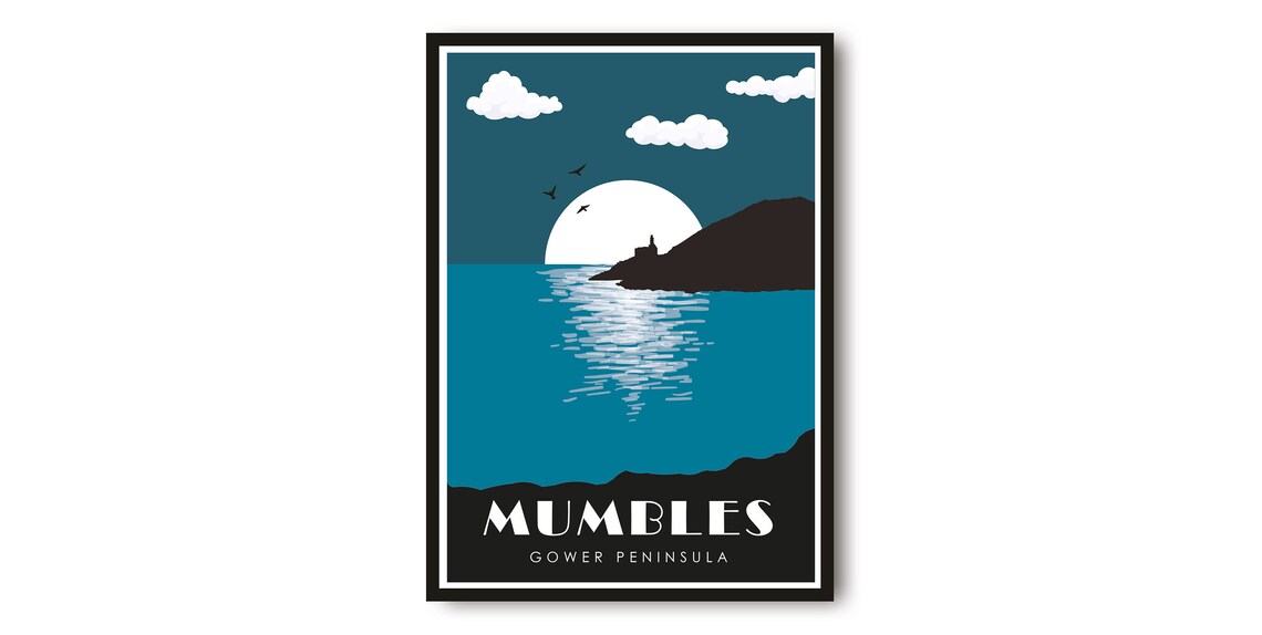 Mumbles Travel Poster Gower Peninsula Art Print