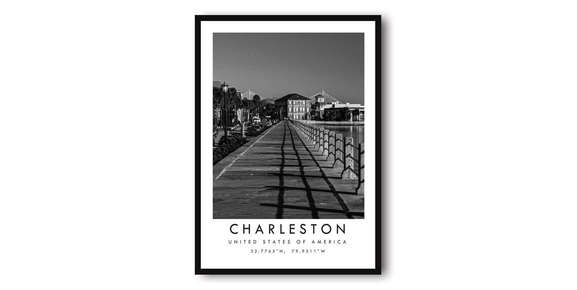 Charleston Travel Poster Minimalist City Map Art Print