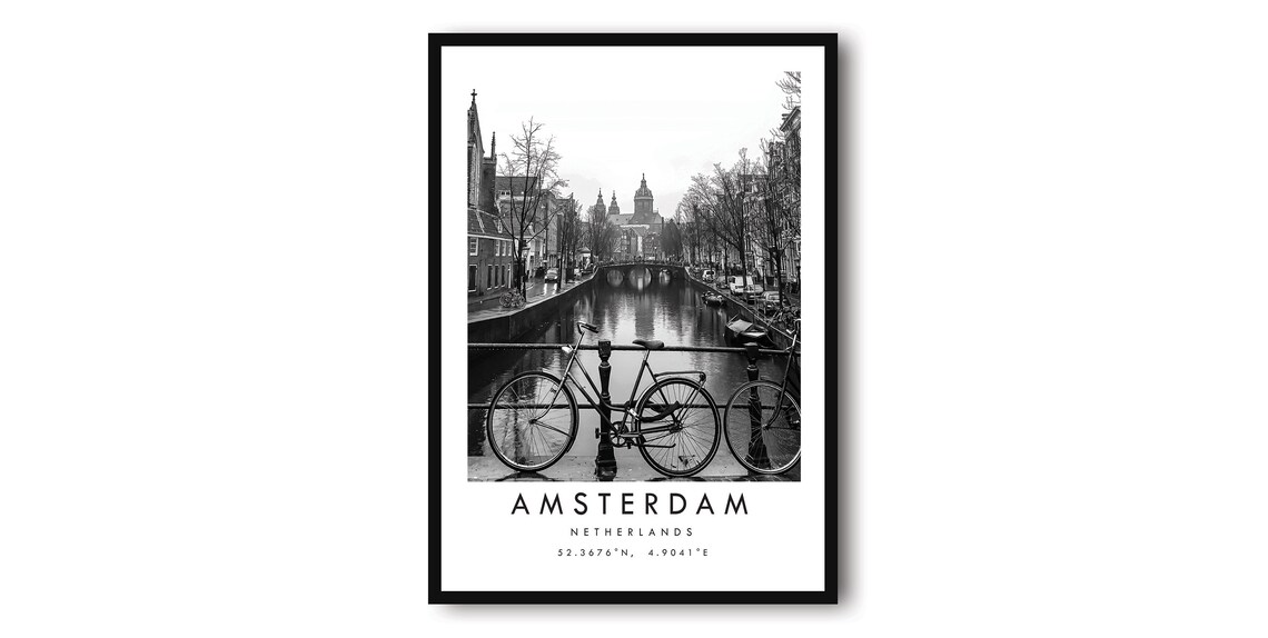 Amsterdam Black And White Photo Print Travel Poster