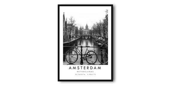 Amsterdam Black And White Photo Print Travel Poster