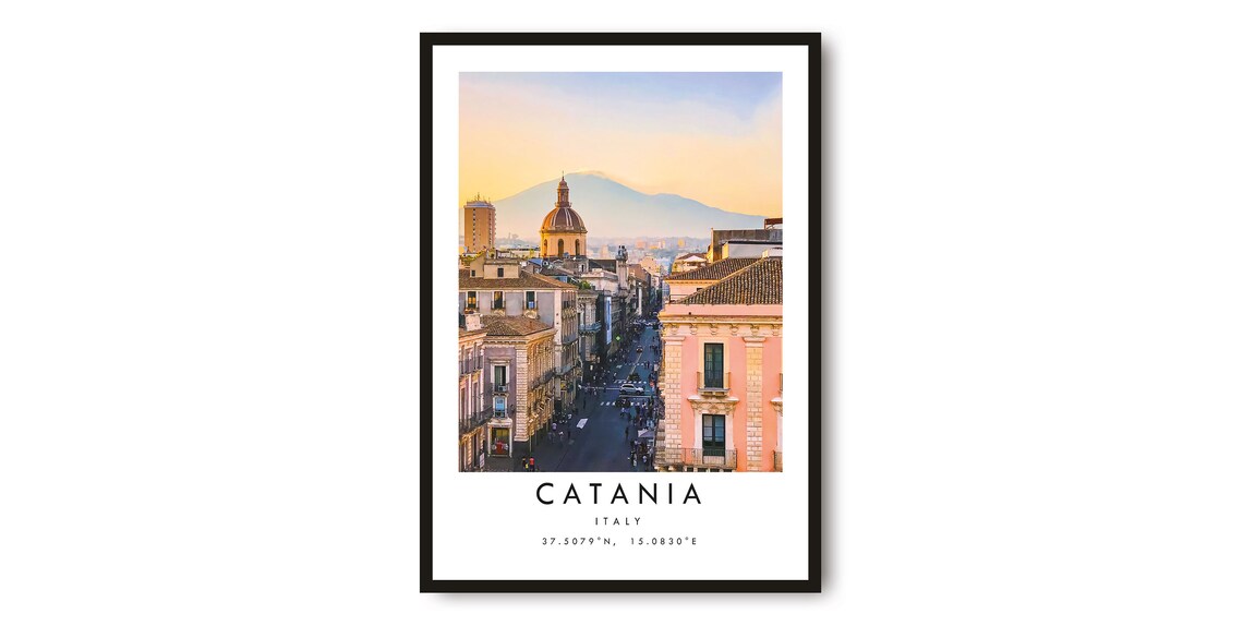Catania Italy Minimalist Travel Coordinates Detail Map Poster