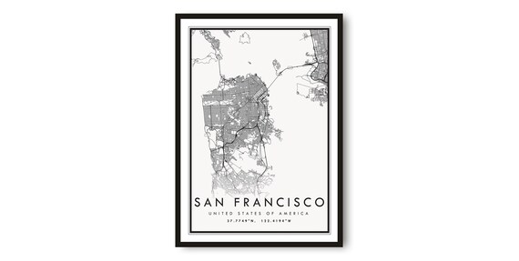 San Francisco Map Art Print Minimalist Cityscape Poster