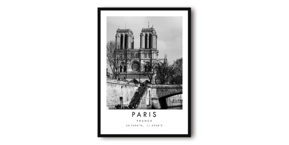 Paris Black And White Travel Poster, France