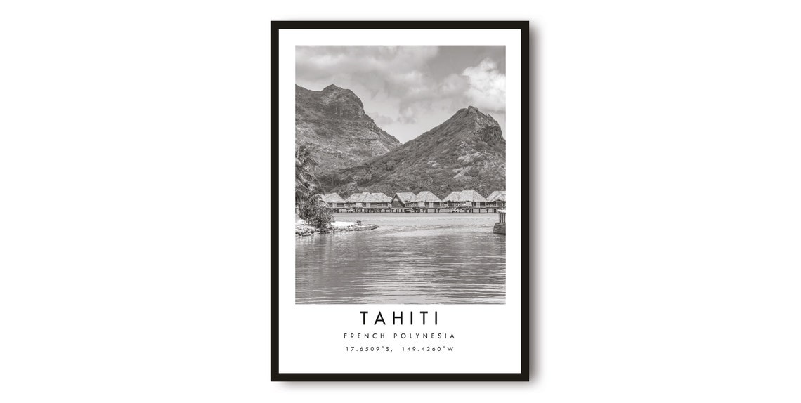 Tahiti Photography Print Minimalist Travel Poster