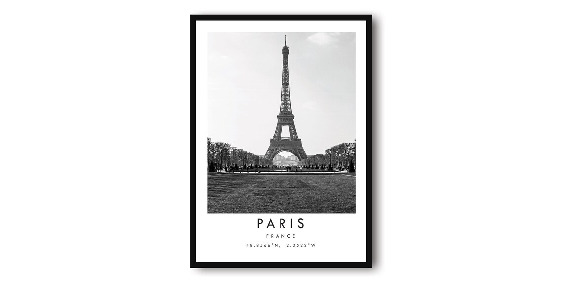 Paris France Black And White Travel Poster