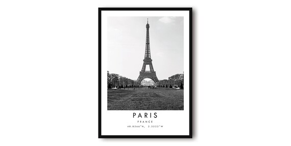 Paris France Black And White Travel Poster