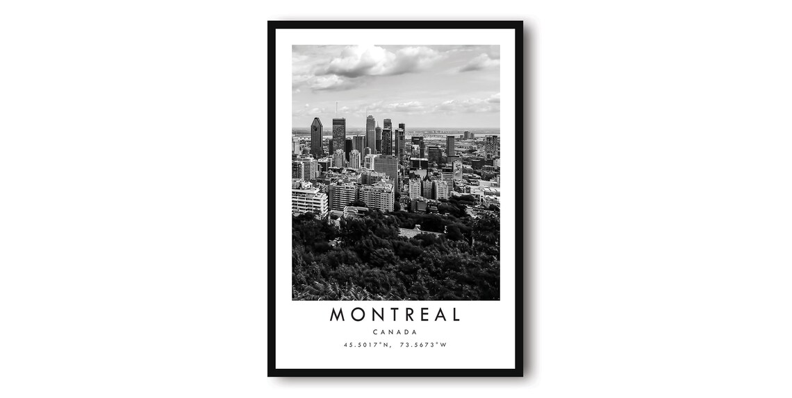 Montreal Skyline Black And White Travel Poster