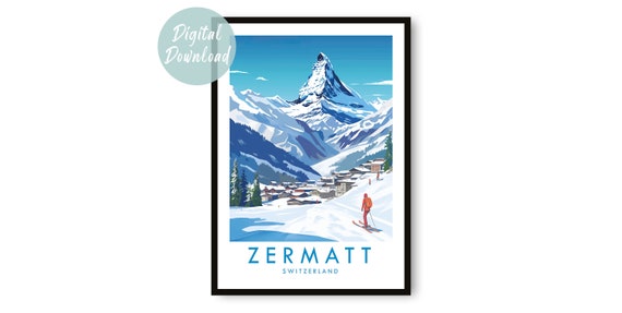 Zermatt Skiing Poster 25 Different Size Options