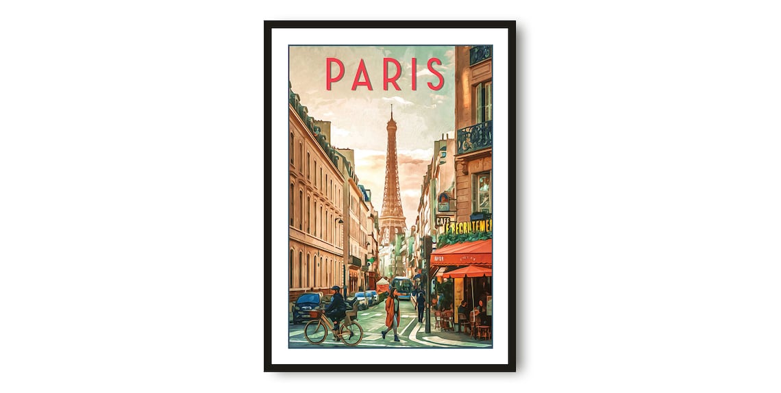 Paris Travel Poster, Minimalist France City Print