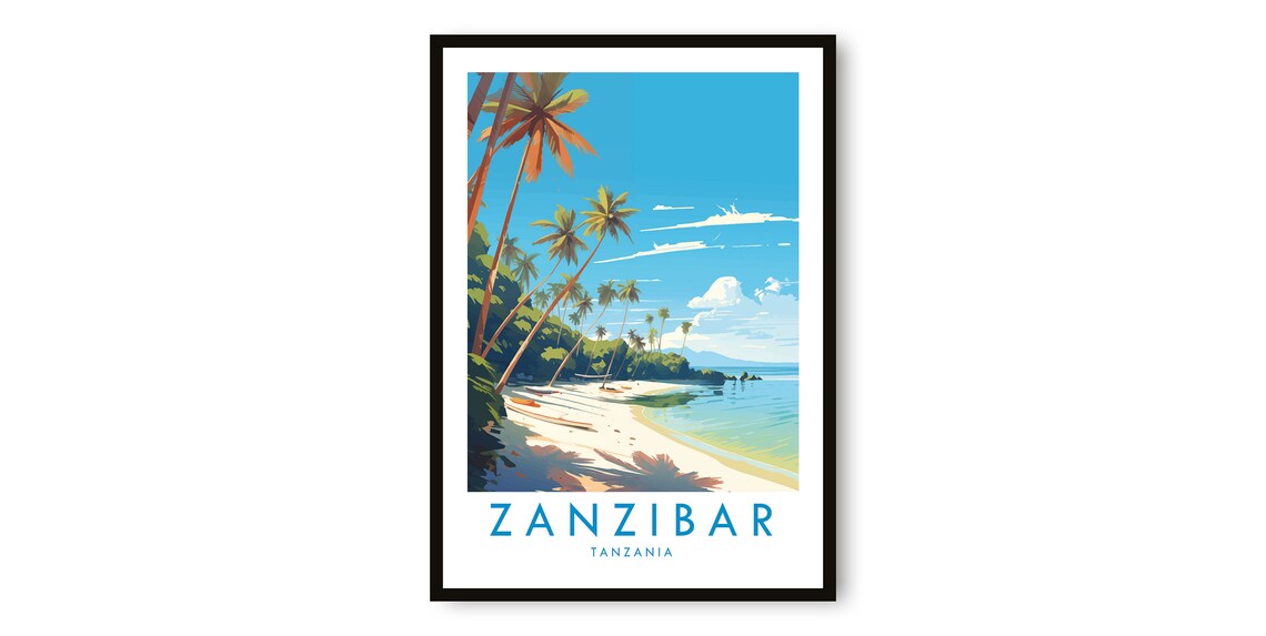 Zanzibar Travel Poster, African Cultural Art Print