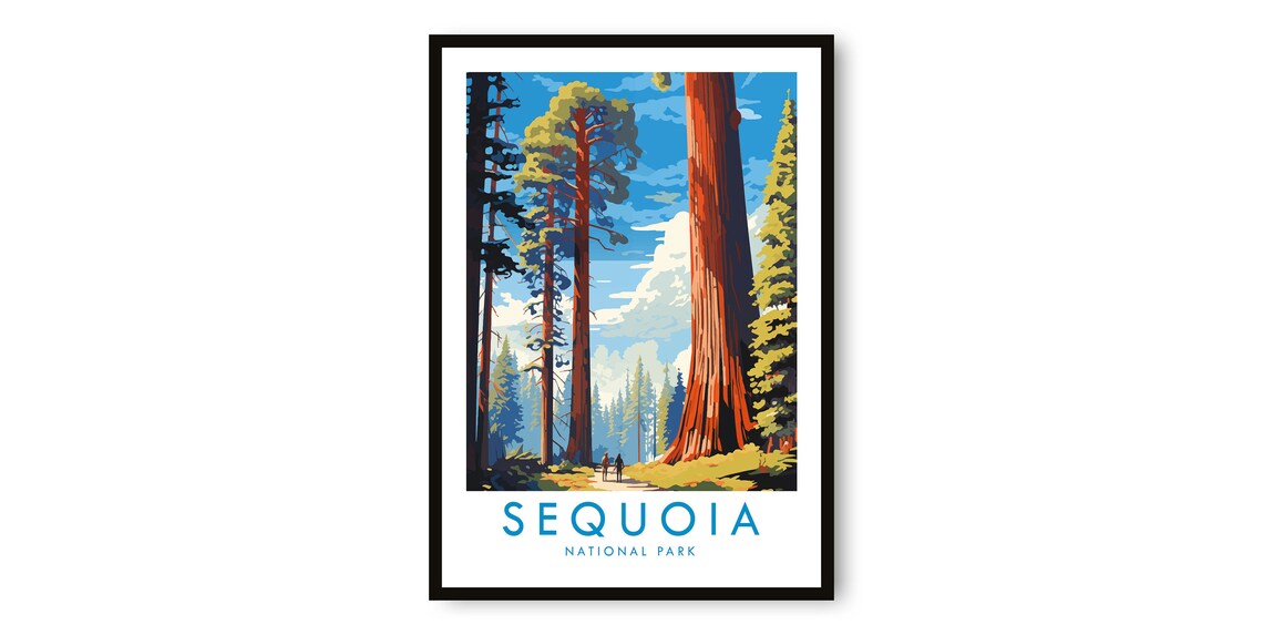 Sequoia National Park Giant Redwood Trees Forest Travel Poster