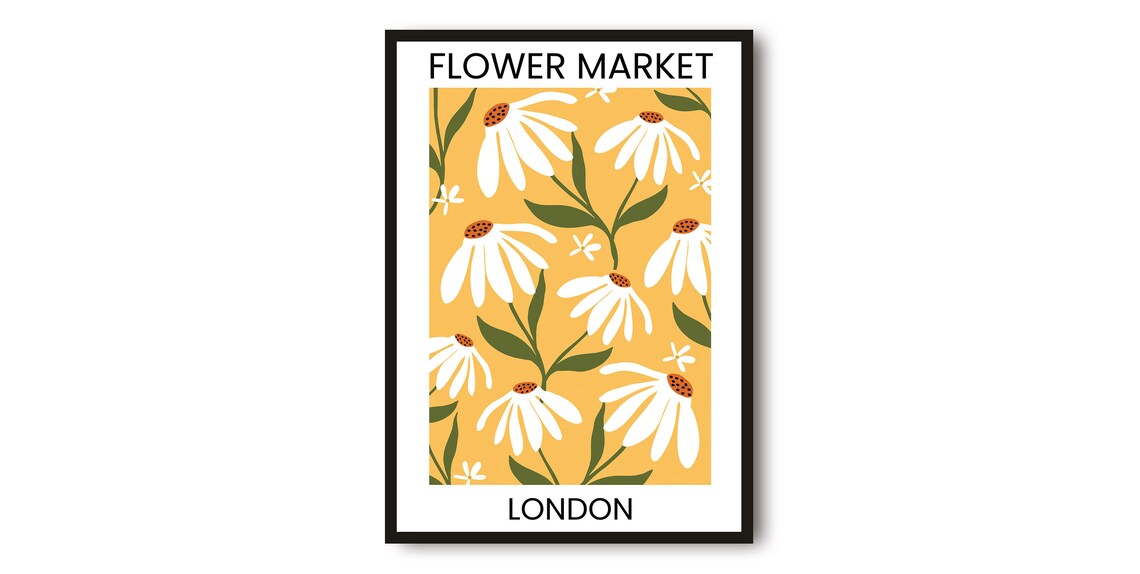 London Flower Market Travel Poster, Abstract Floral Art Print