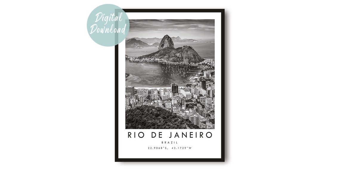 Rio de Janeiro Sugarloaf Mountain Black and White Brazil Poster
