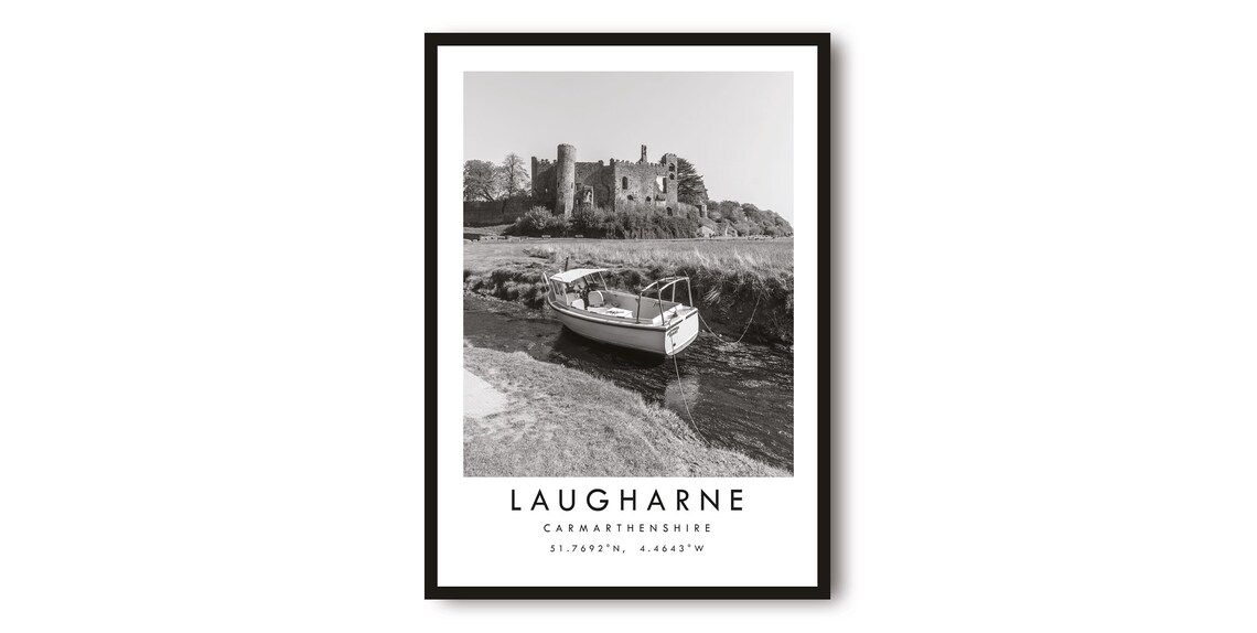 Laugharne Travel Poster, Carmarthenshire Minimalist