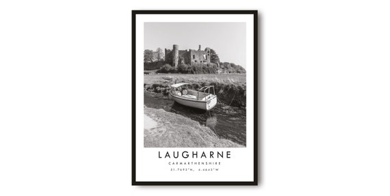 Laugharne Travel Poster, Carmarthenshire Minimalist