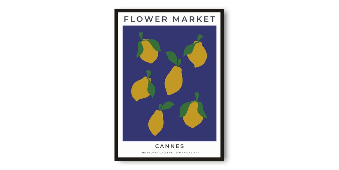 Cannes Flower Market Lemon Motif Graphic Botanical Art Print