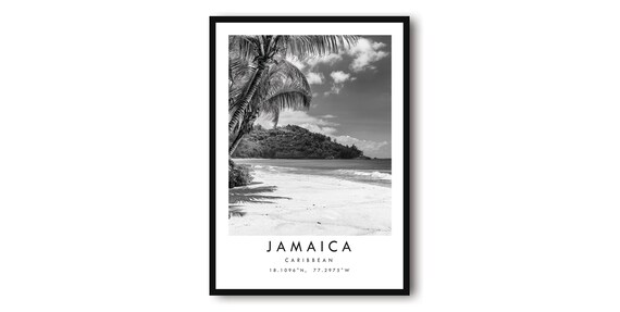 Jamaica Beach Black And White Art Print