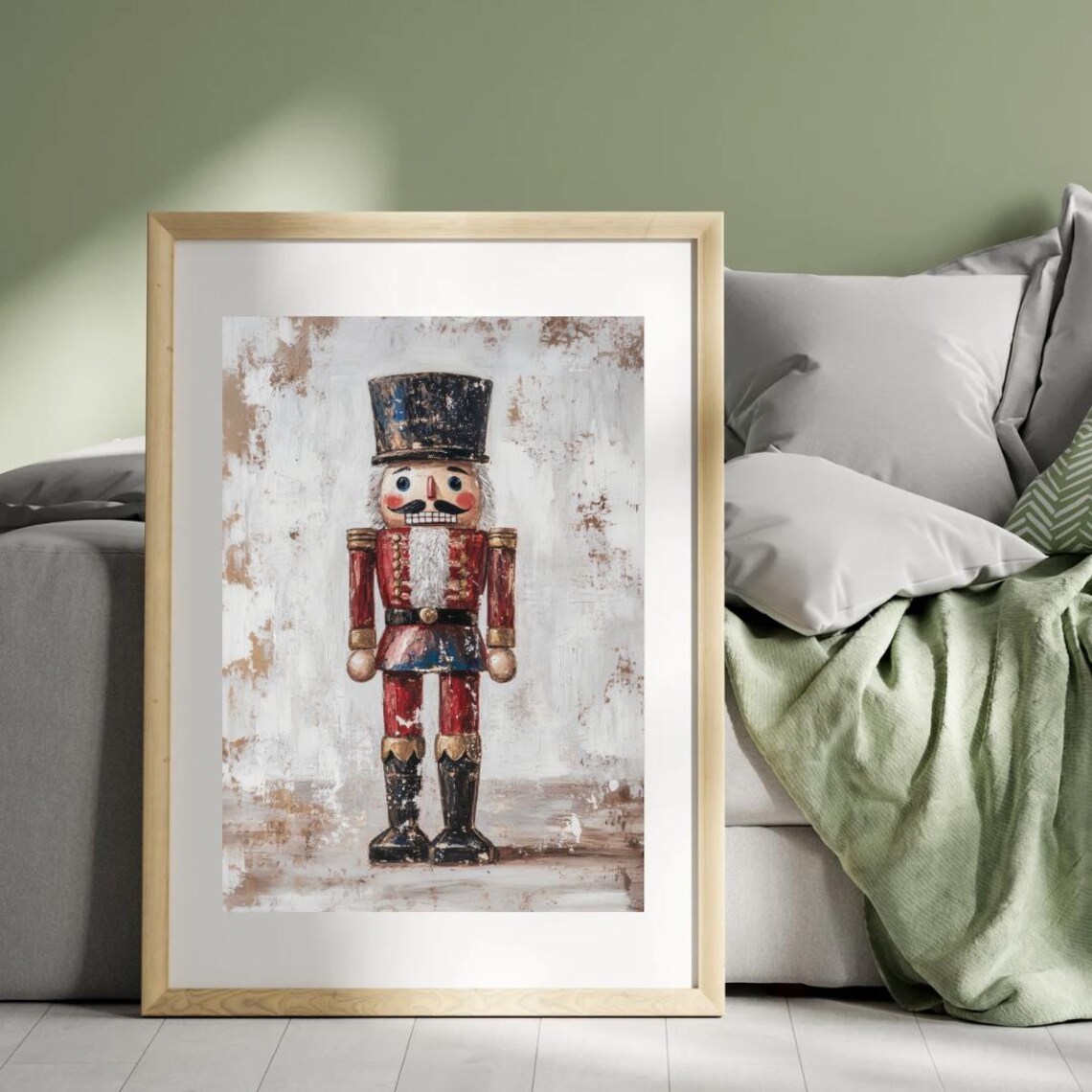 Christmas Nutcracker Vintage Rustic Art Print - Image 4