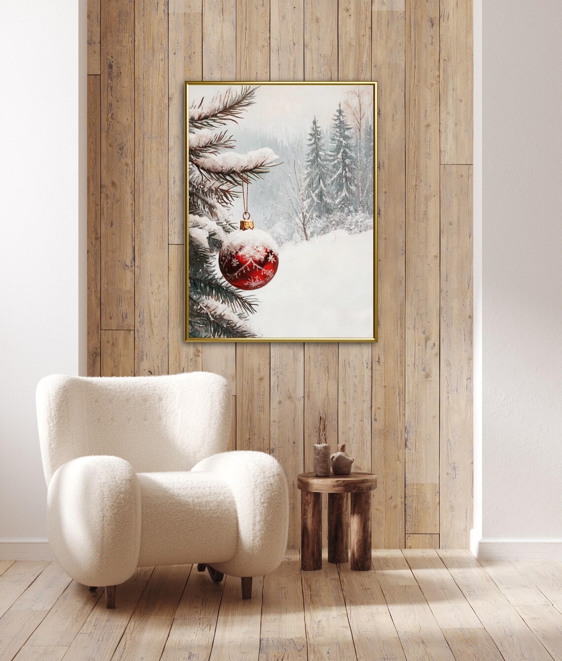 Christmas Ornament Art Print, Moody Pine Tree Winter Forest - Image 3