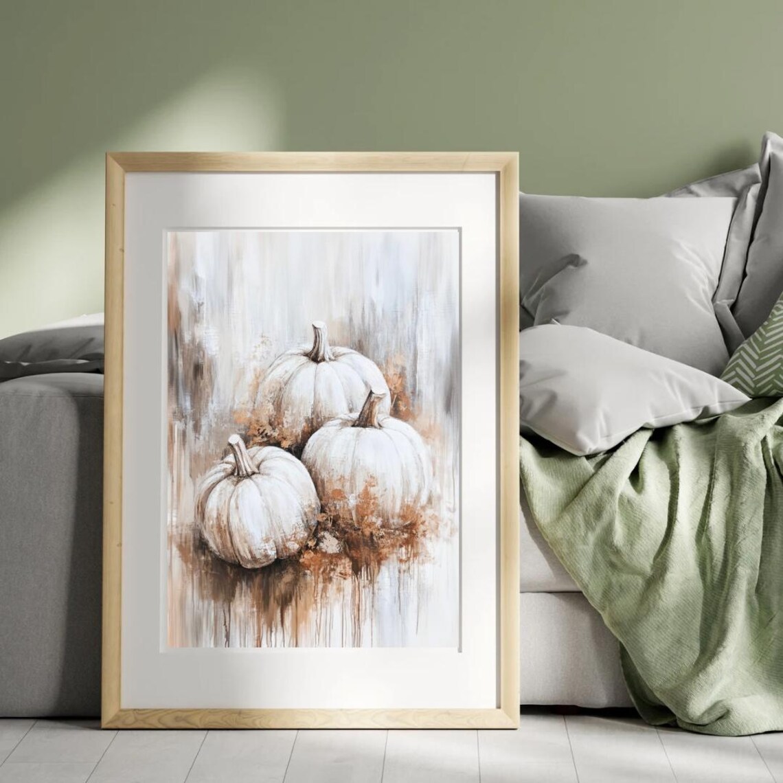 Pumpkin Patch Still Life, Moody Neutral Autumn Art Print - Image 5