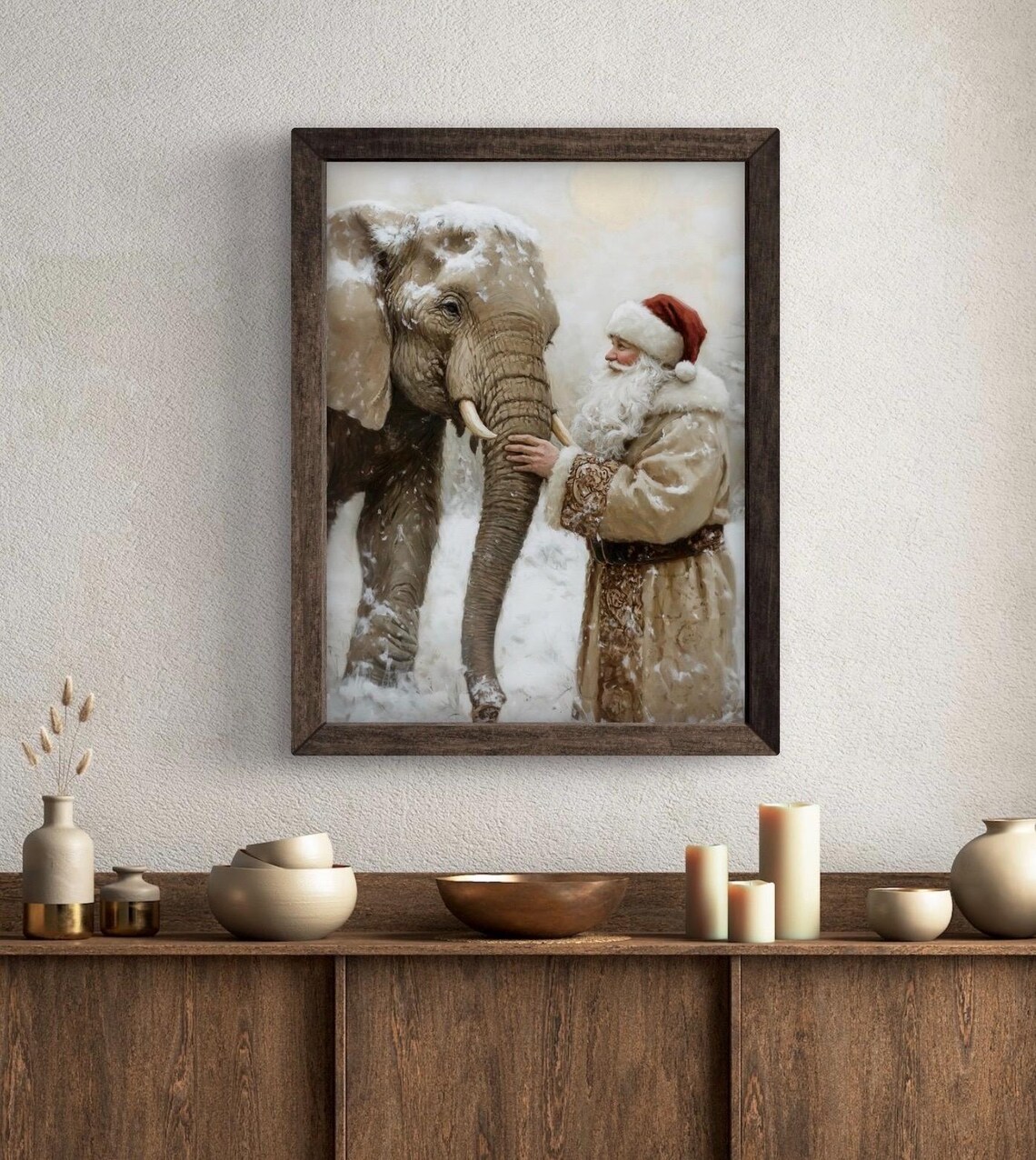 Santa And Elephant Reunion Christmas Poster, Holiday Decor - Image 5
