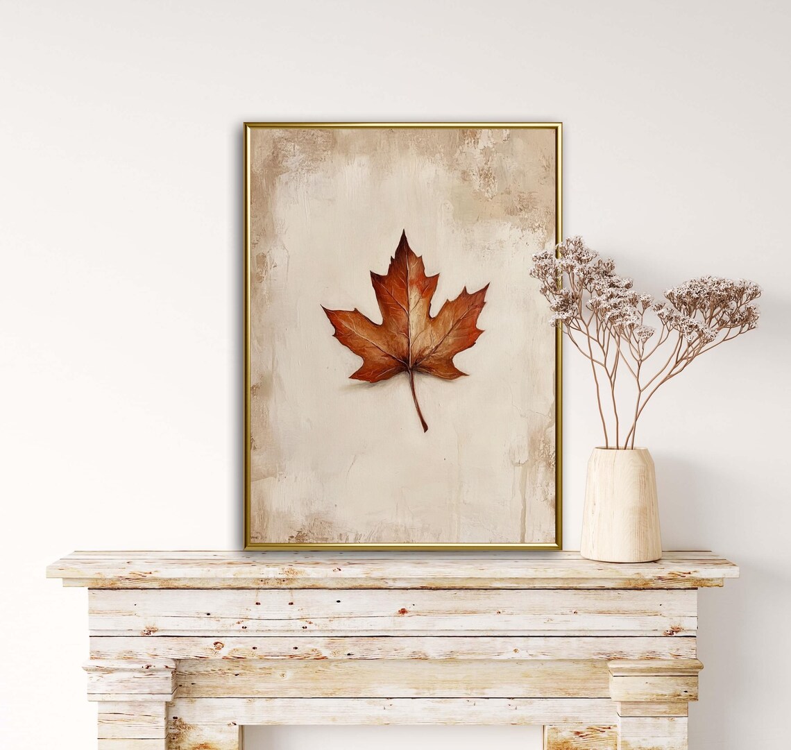 Fall Maple Tree Leaf Art Print, Rustic Minimalist - Image 5