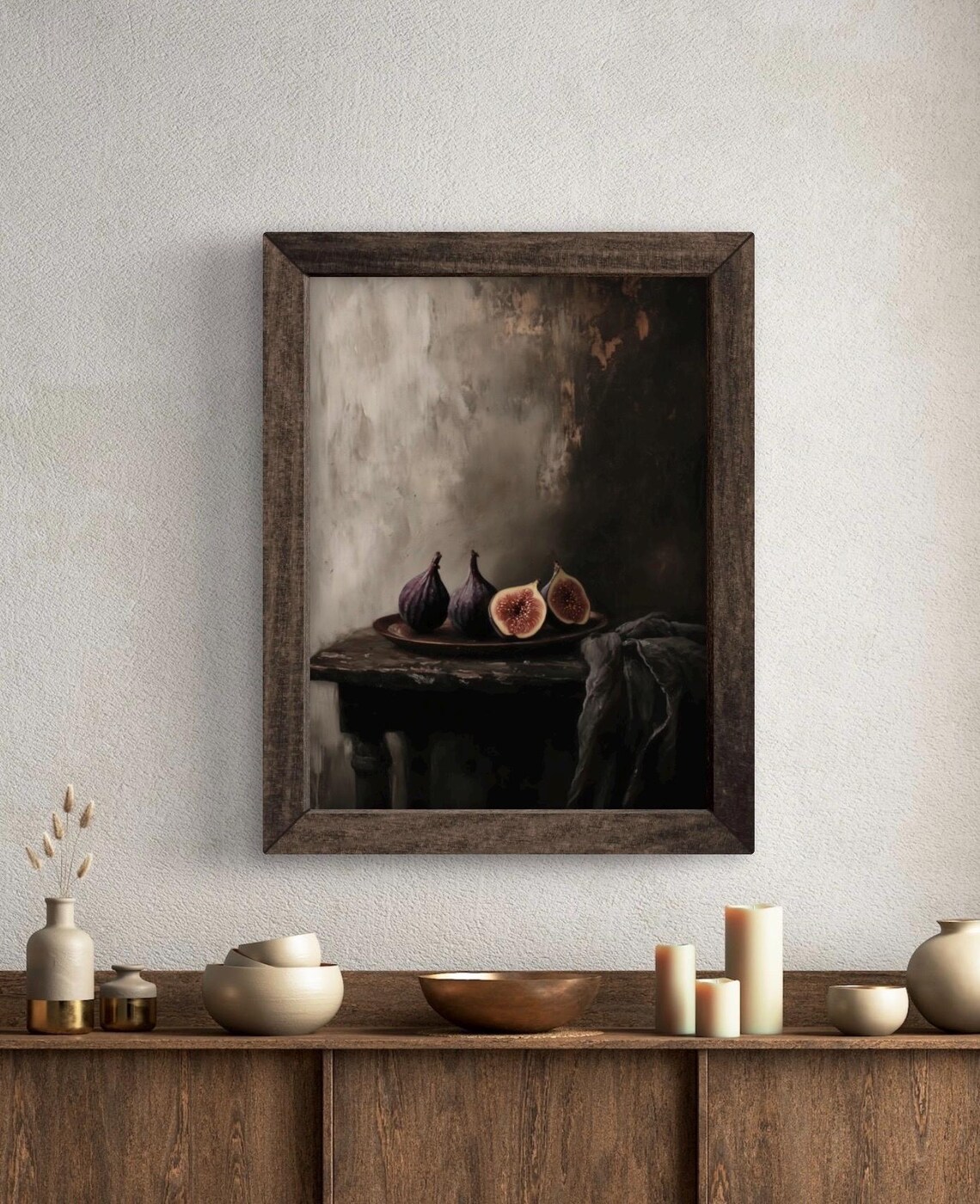 Figs and Black Tea Towel Art Print, Farmhouse Kitchen - Image 6