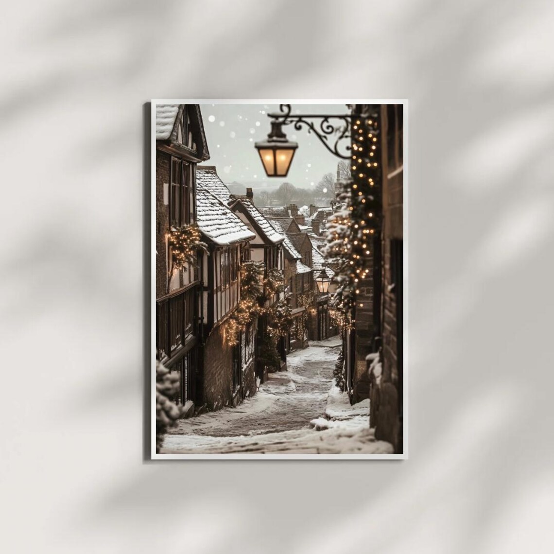Vintage Christmas French Village Art Print, Winter - Image 3