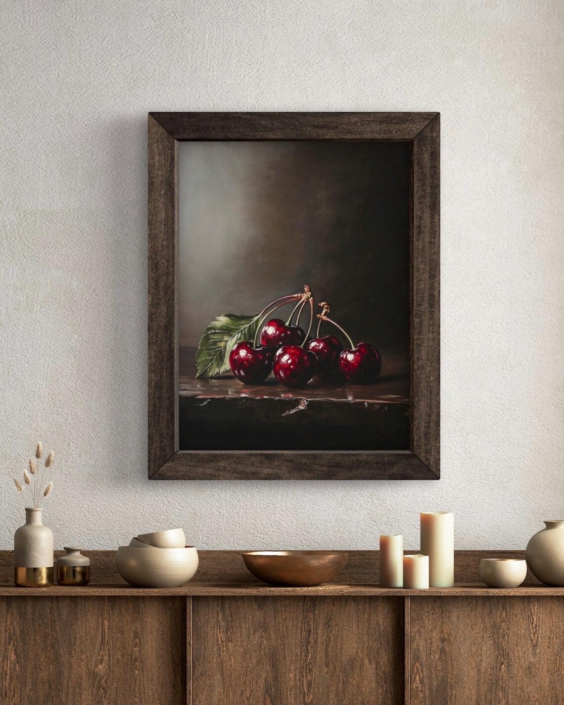Moody Cherry Fruit Art Print, Rustic Farmhouse Kitchen - Image 5