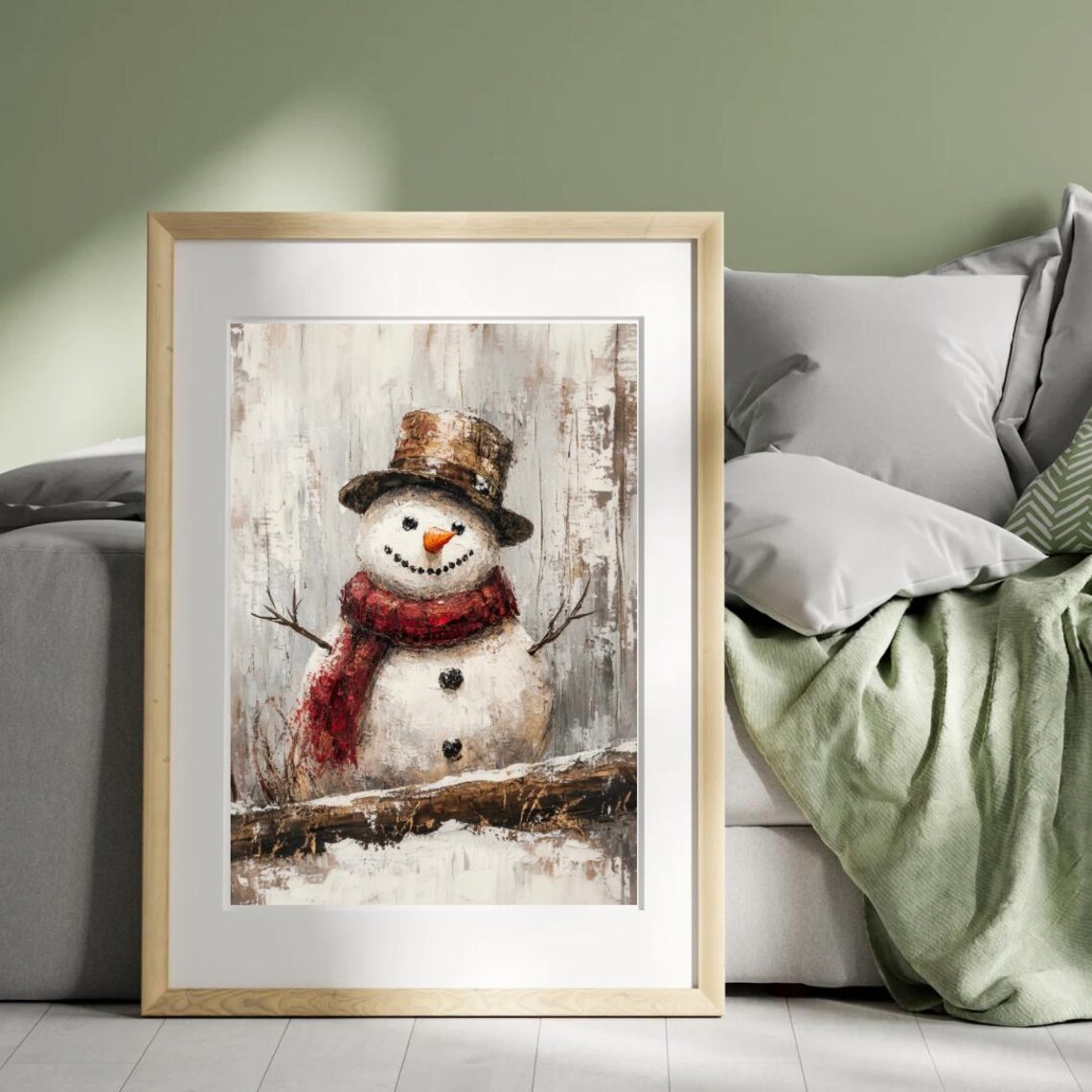 Cute Snowman Christmas Art Print, Nursery Decor - Image 2