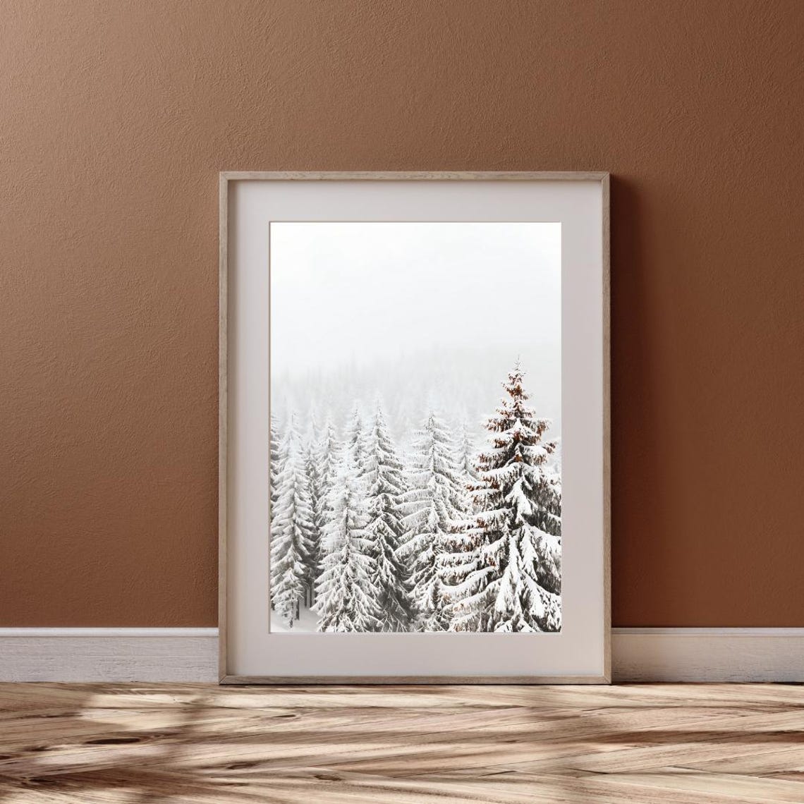 Snow Covered Pine Forest Winter Minimalist Christmas Wall Art - Image 4