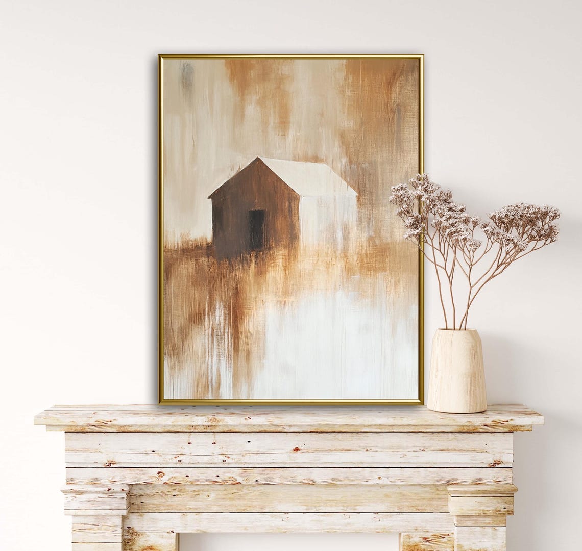 Autumn Tales Weathered Barn Foggy Golden Field Rustic Poster - Image 3