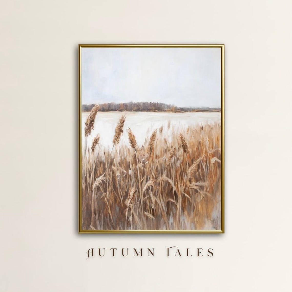 Autumn Tales Golden Wheat Field Lake Fall Landscape Art Poster