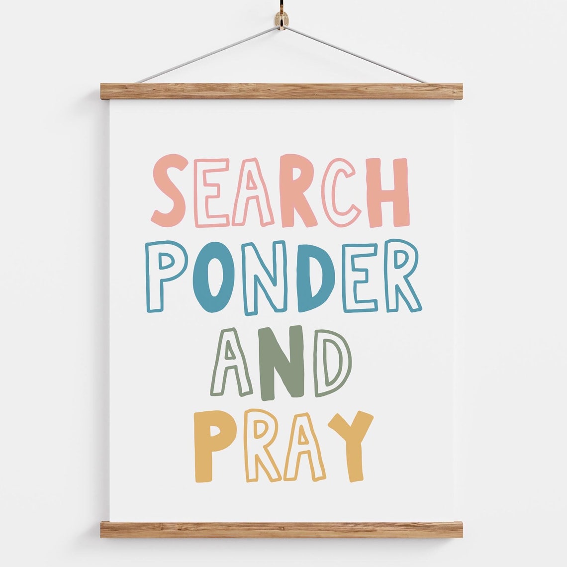 Search Ponder And Pray Colorful Hand Lettered Kids Hymn Wall Print - Image 3